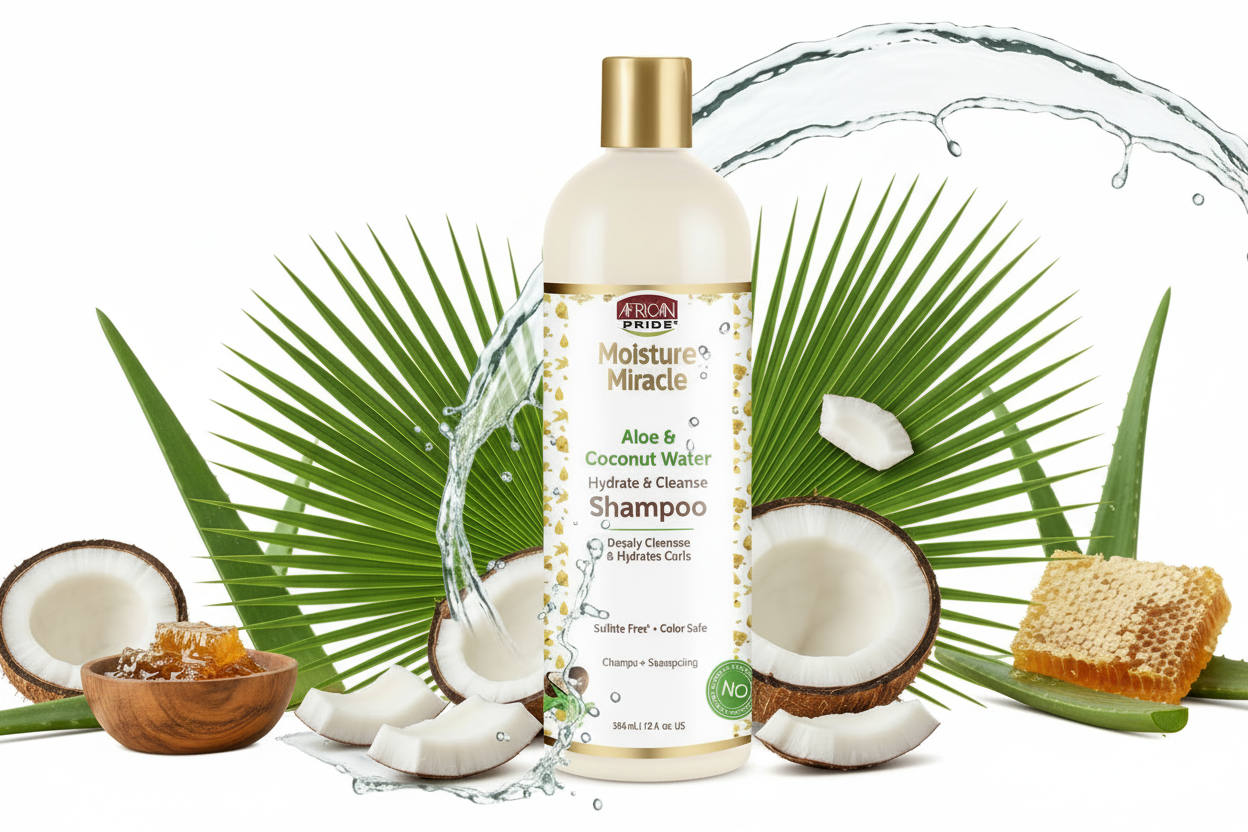 African Pride Moisture Miracle – Shampoing Aloe & Coconut Water 354ml