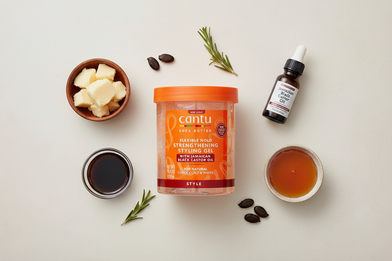 CANTU – Gel Coiffant Fixation Forte au Ricin Noir de Jamaïque 524g (SB Styling Gel with Jamaican Black Castor Oil)