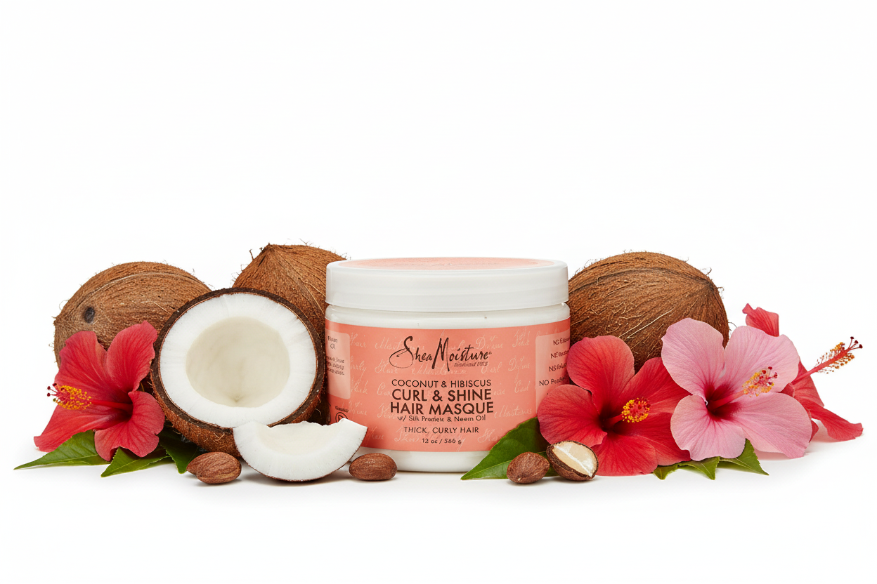 Shea Moisture – Coconut & Hibiscus Curl & Shine Hair Masque 340g