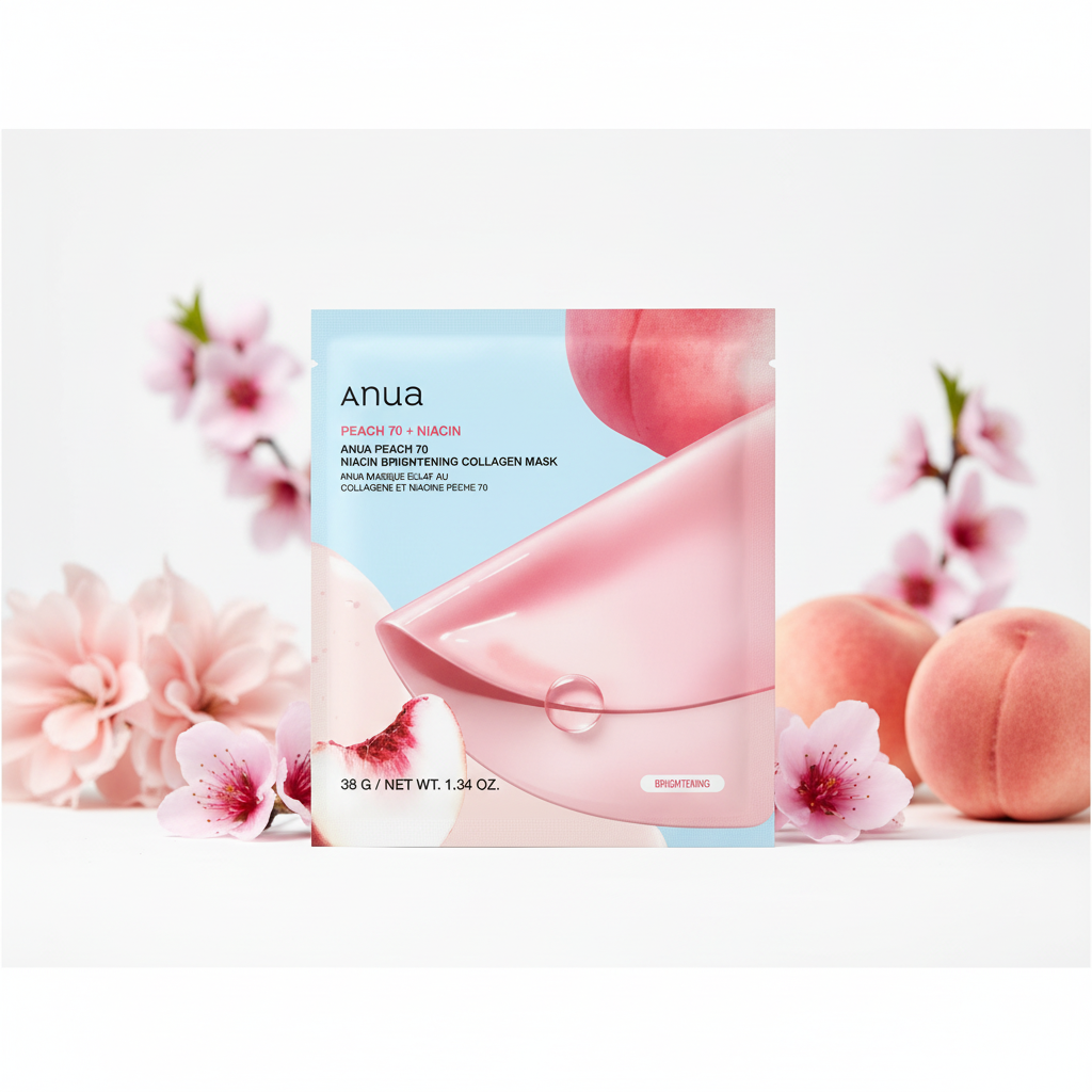ANUA Peach 70 Niacin Brightening Collagen Mask – Masque Éclat à la Niacinamide
