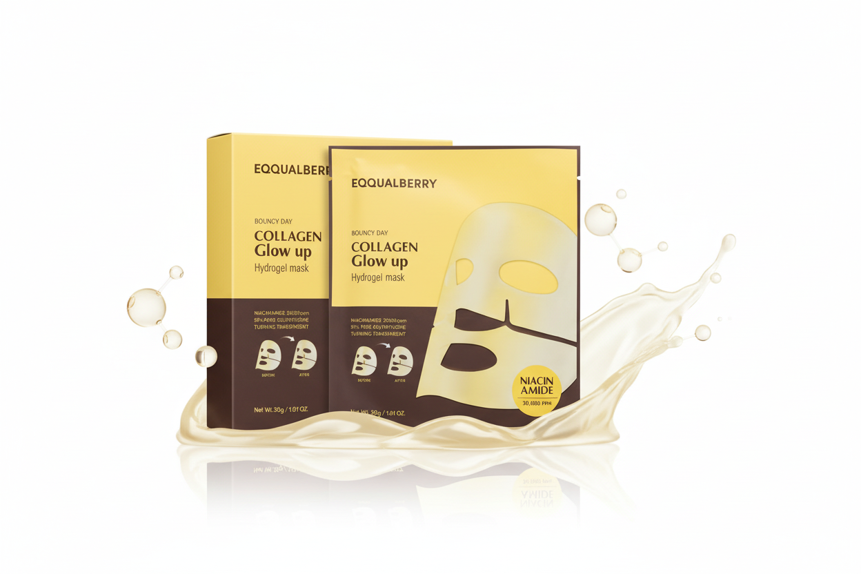 EQQUALBERRY Collagen Glow Up Hydrogel Mask – Masque Hydrogel Éclat au Collagène