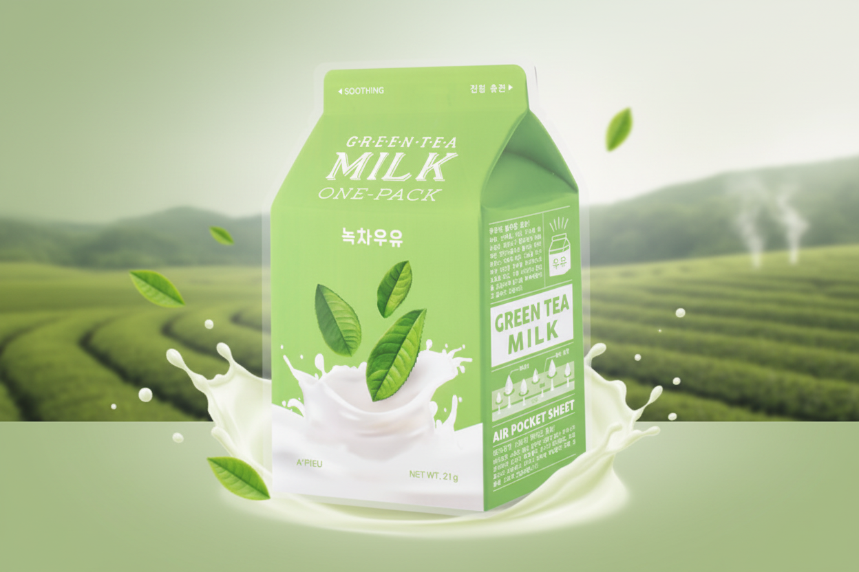 Green Tea Milk Face Mask – Masque Visage Apaisant au Thé Vert & Lait