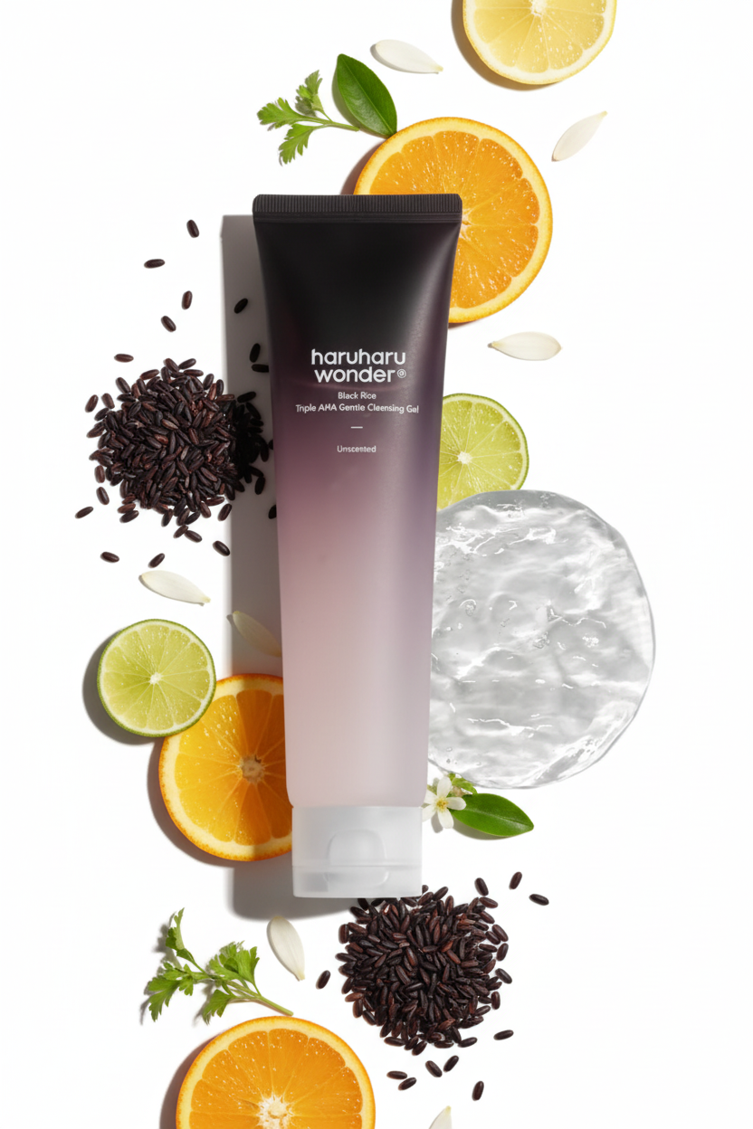 Haruharu Wonder Black Rice Triple AHA Gentle Cleansing Gel – Gel Nettoyant Exfoliant Doux 100 ml
