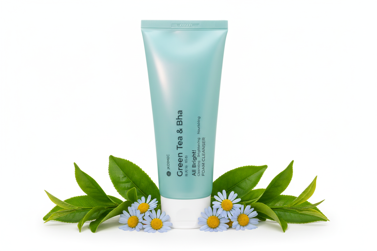 JKOSMEC Green Tea & BHA Foam Cleanser – Mousse Nettoyante Purifiante 180 ml