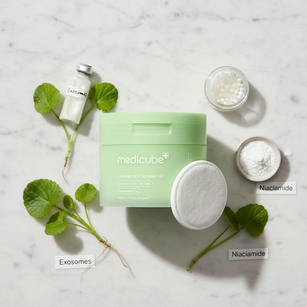 medicube exosome cica pad calming 100pcs 2 150ml — Apaise et régénère la peau - ingredients