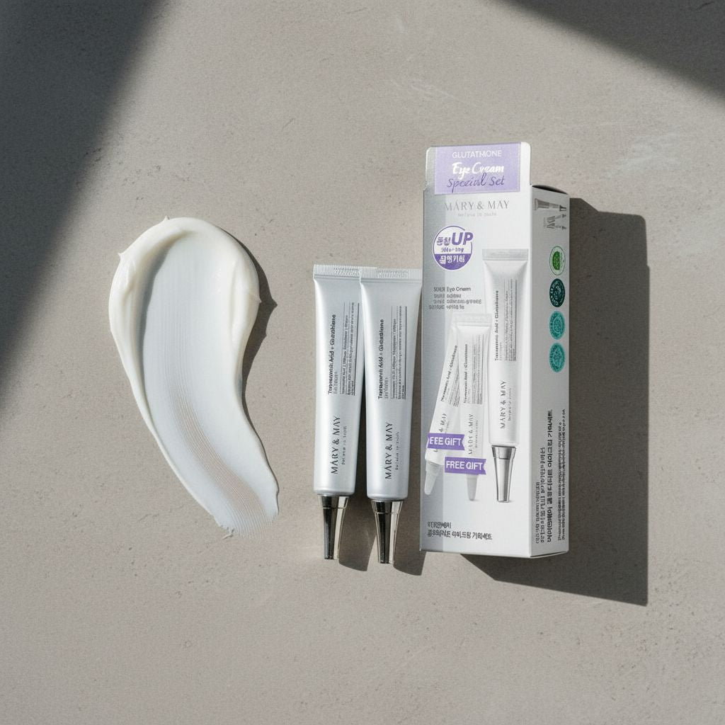 [Mary&May] (RENEW) Glutathione Eyecream Special Set (Eye Cream 30g 1EA+Miniature 2EA) — Éclat jeunesse contour des yeux - texture
