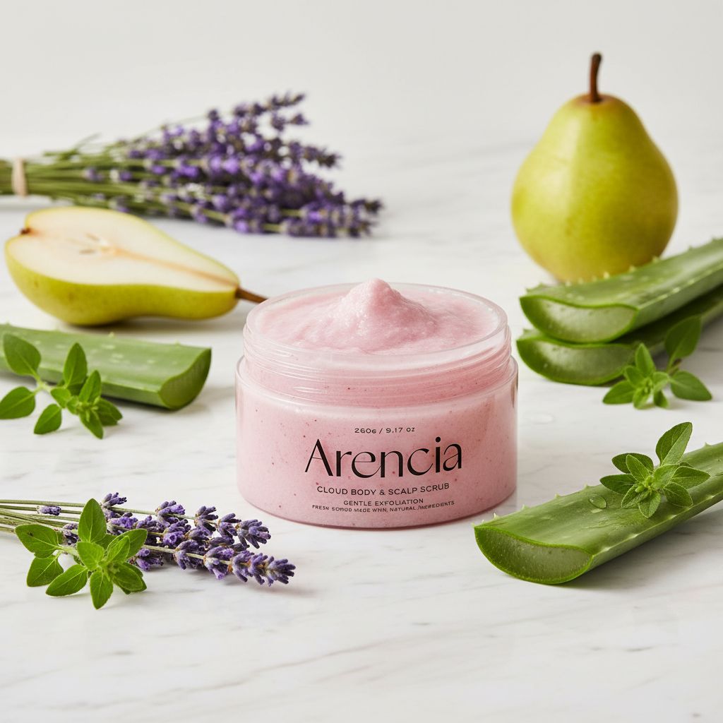 ARENCIA Fresh Cloud Body & Scalp Scrub Lavender & Pear – Gommage Corps 260 g - ingredients