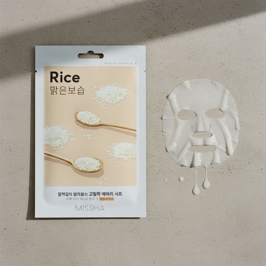 [MISSHA] AIRY FIT SHEET MASK [RICE] — Masque tissu hydratant au riz - texture