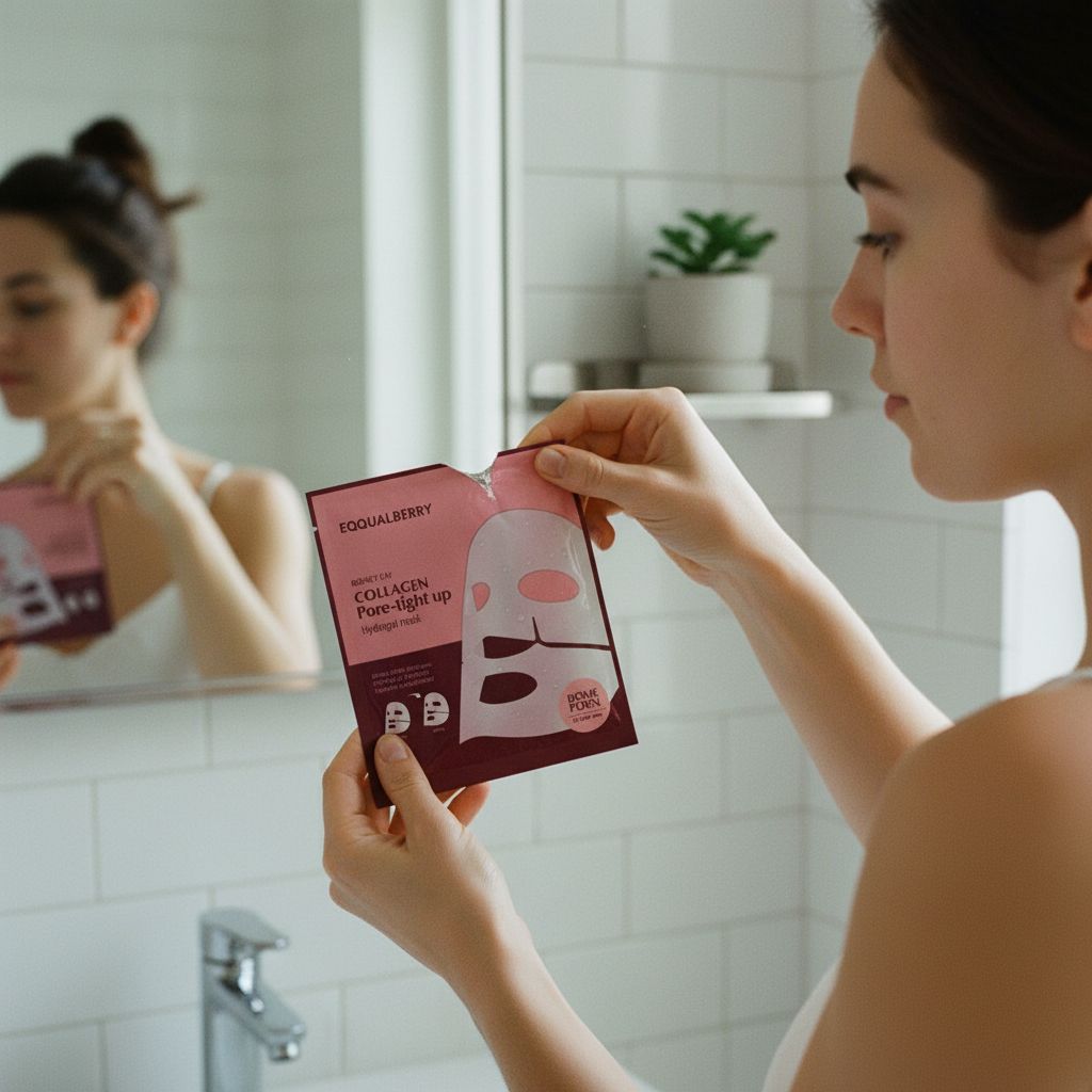 EQQUALBERRY Collagen Pore-Tight Up Hydrogel Mask – Masque Hydrogel Raffermissant au Collagène - lifestyle