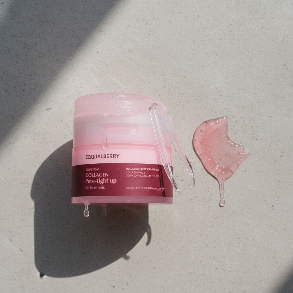 EQQUALBERRY Collagen Pore-Tight Up Gel Toner Pads – Disques Tonifiants Raffermissants (60 pads) - texture