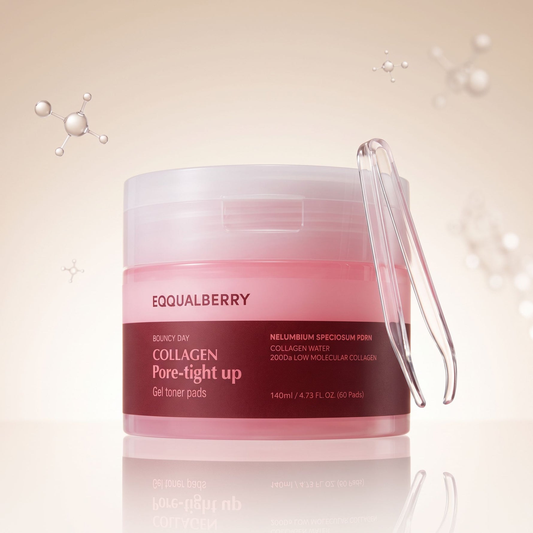 EQQUALBERRY Collagen Pore-Tight Up Gel Toner Pads – Disques Tonifiants Raffermissants (60 pads) - hero