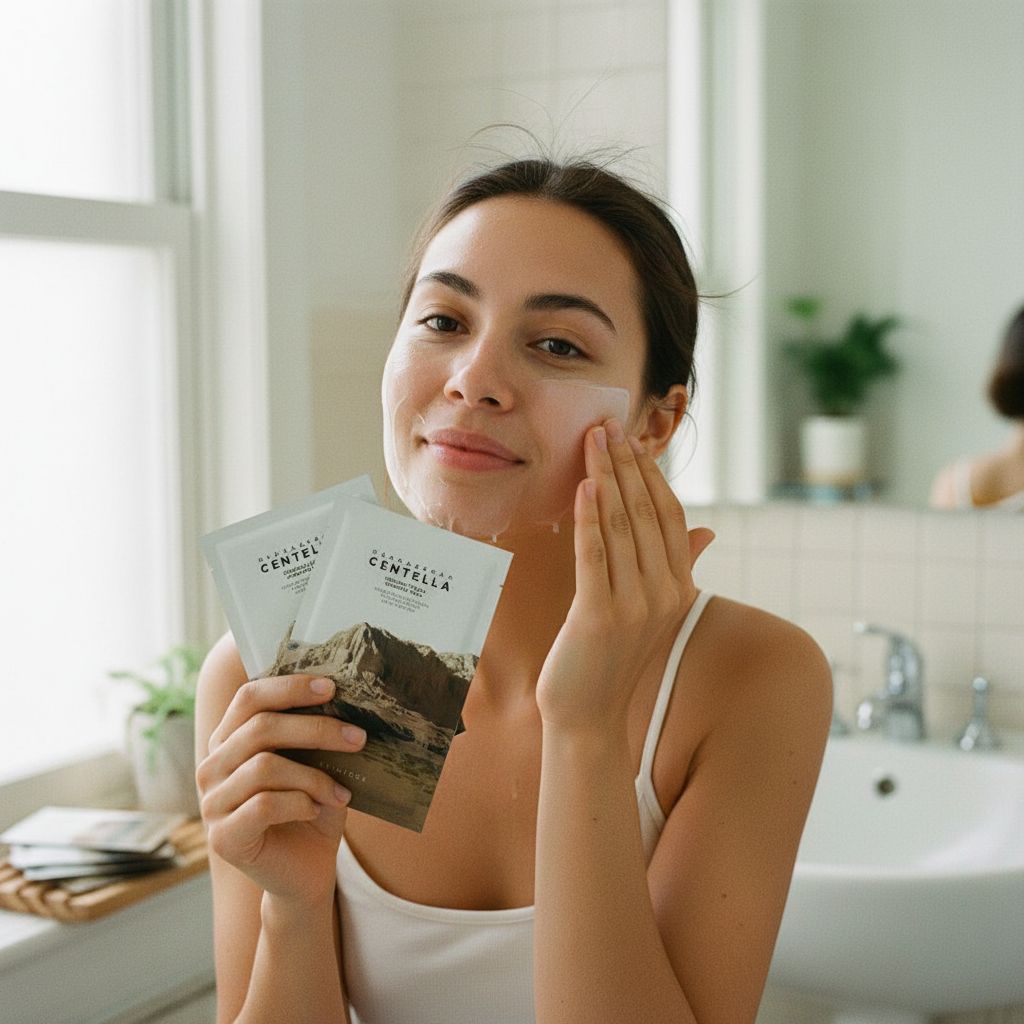 SKIN1004 MADAGASCAR CENTELLA WATERGEL SHEET AMPOULE MASK (BOITE 5PC) - lifestyle