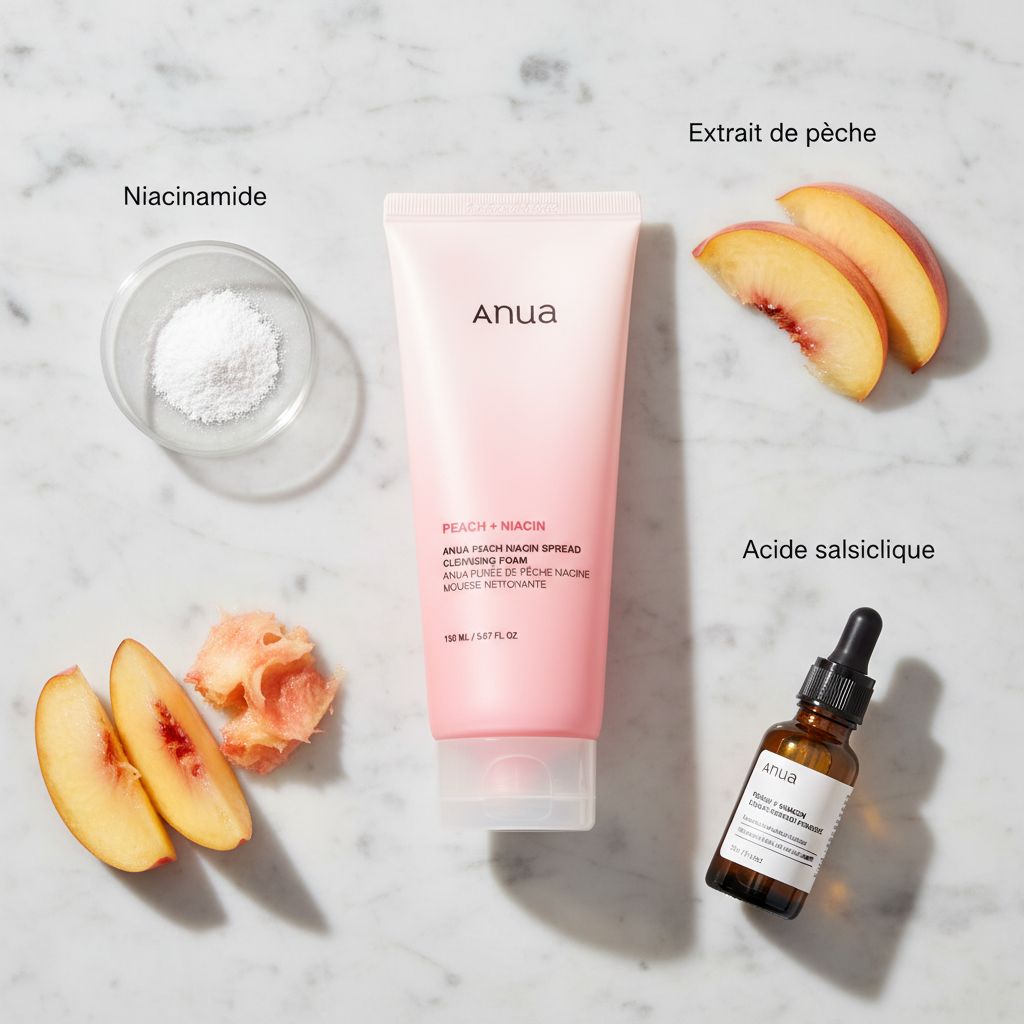 Anua - Peach Niacin Spread Cleansing Foam — Mousse nettoyante pêche revitalisante - ingredients