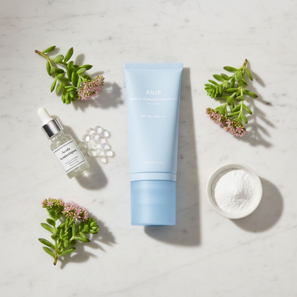 [Abib] SEDUM HYALURON SUNSCREEN WATERY TUBE 50ml — Protection hydratante légère et fraîche - ingredients