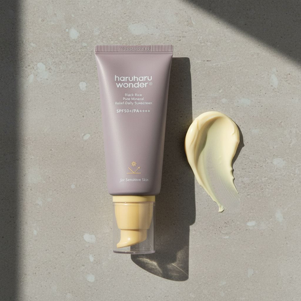 [Haruharu Wonder] Black Rice Pure Mineral Relief Daily Sunscreen 50ml — Protection minérale du riz noir - texture