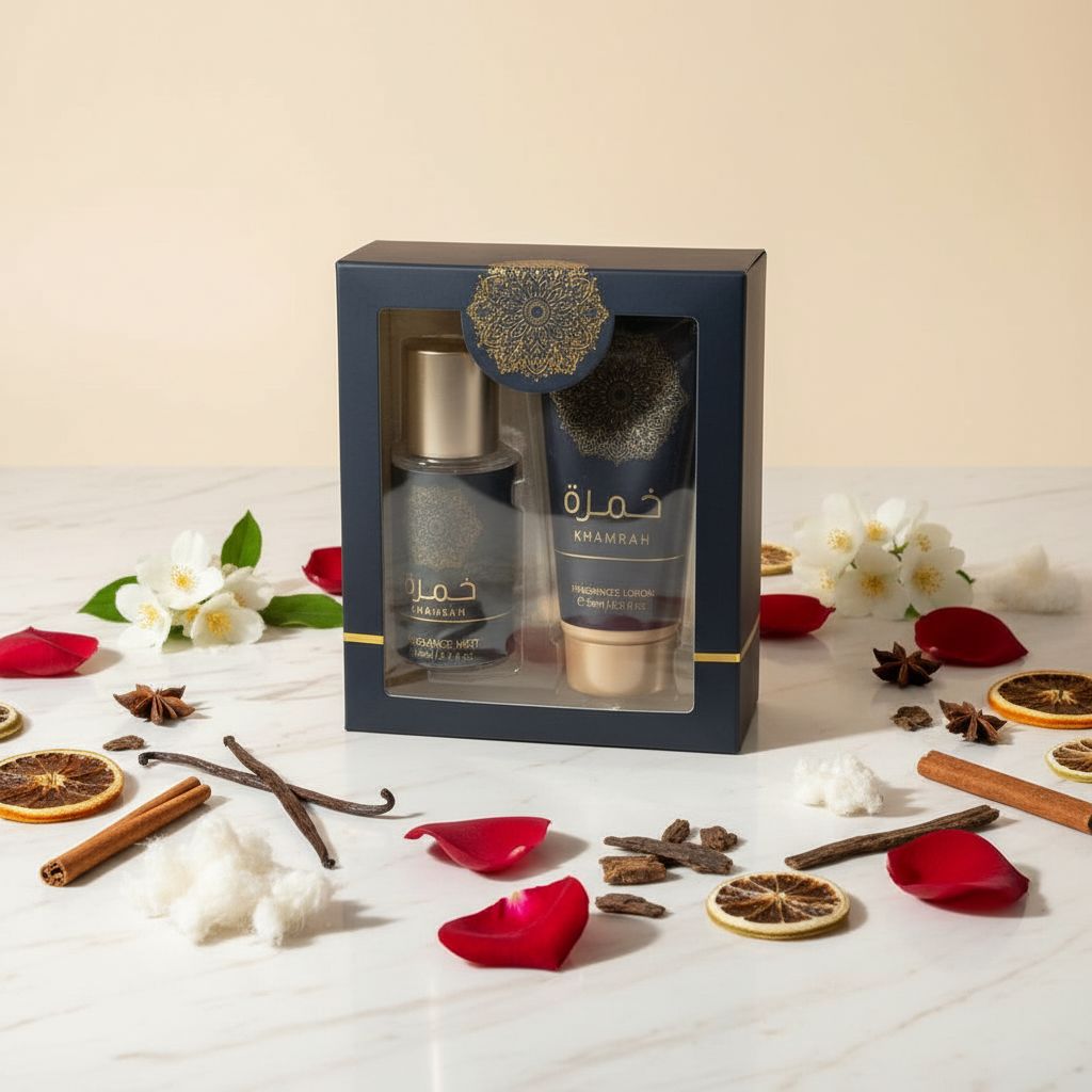SULTAN EL WAHA Khamrah Coffret Brume 250ml & Lotion Parfumée 236ml - ingredients