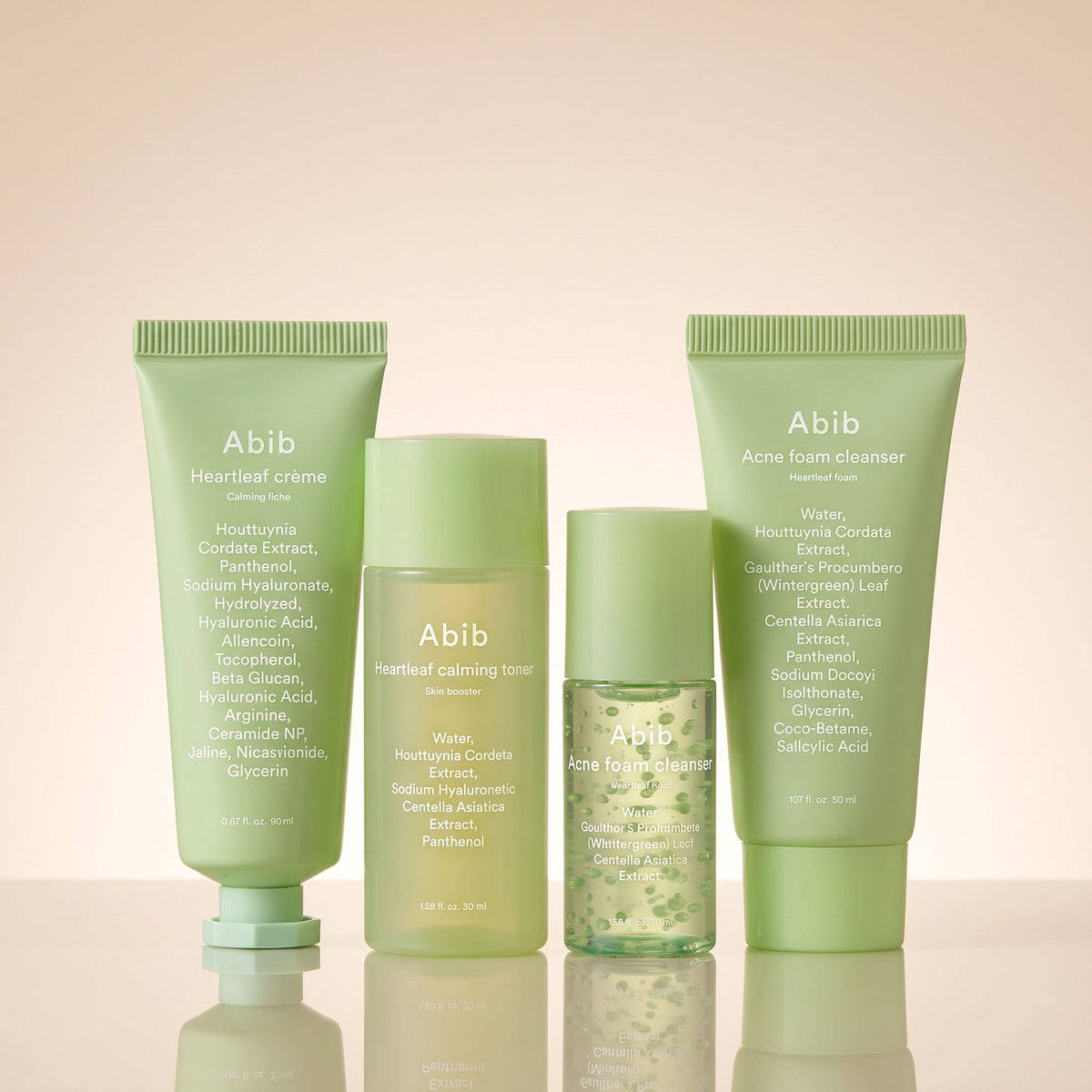 [Abib] HEARTLEAF CALMING TRIAL KIT(FOAM 30ML+TONER 30ML+SERUM 15ML+CREAM 20ML) — Sérénité et apaisement cutané - hero