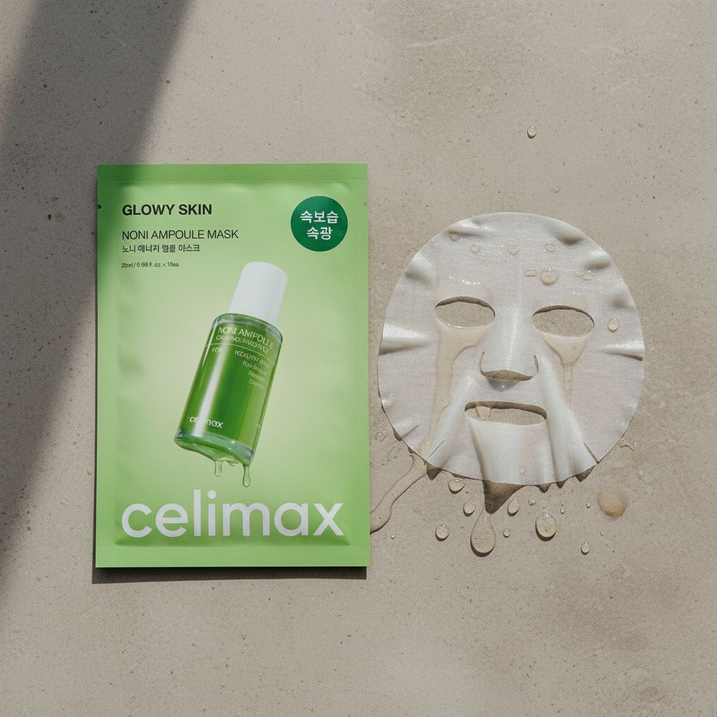 CELIMAX GLOWY SKIN NONI ENERGY AMPOULE MASK SHEET 29ML — Éclat et vitalité instantanés - texture