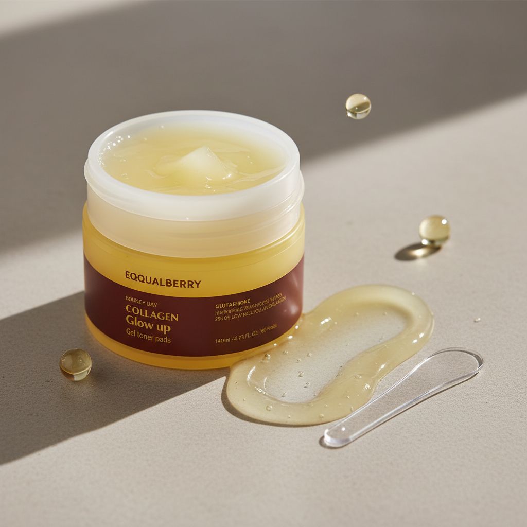 EQQUALBERRY Collagen Glow Up Gel Toner Pads – Disques Tonifiants Éclat au Collagène (60 pads) - texture