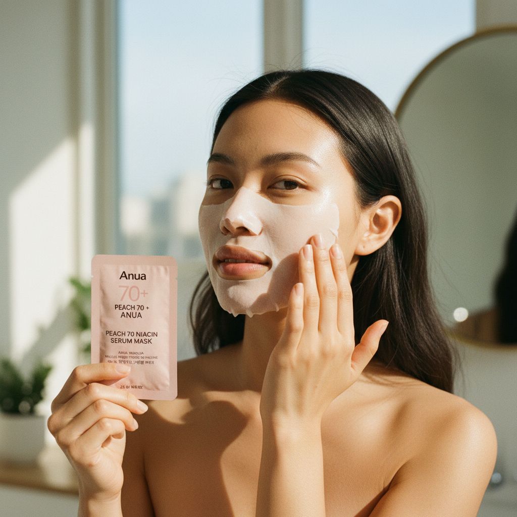Anua - Peach 70 Niacin Serum Mask — Sérum masque à la pêche illuminant - lifestyle