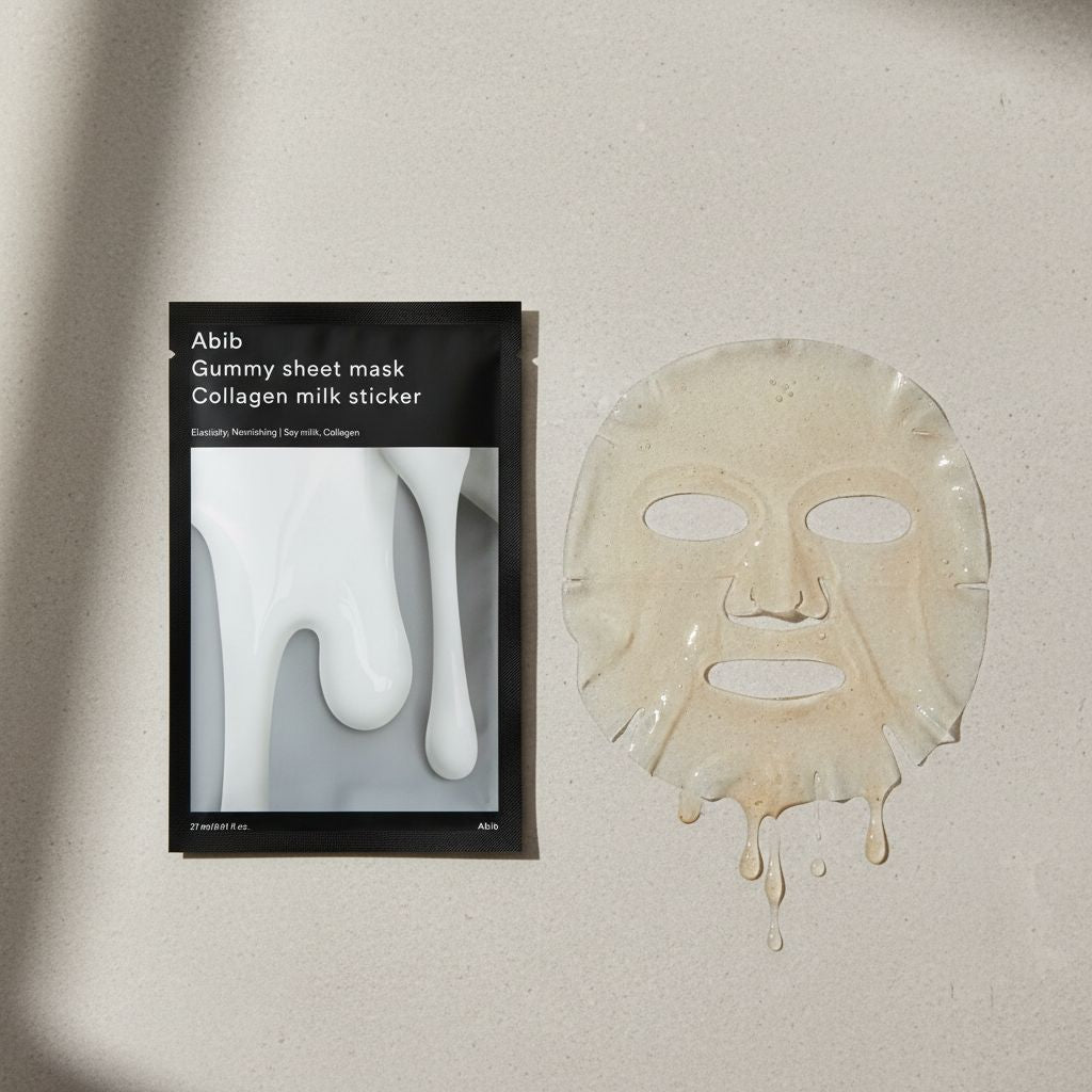 [Abib] [1ea] GUMMY SHEET MASK COLLAGEN MILK STICKER (2023) — Masque collant nutrition intense - texture