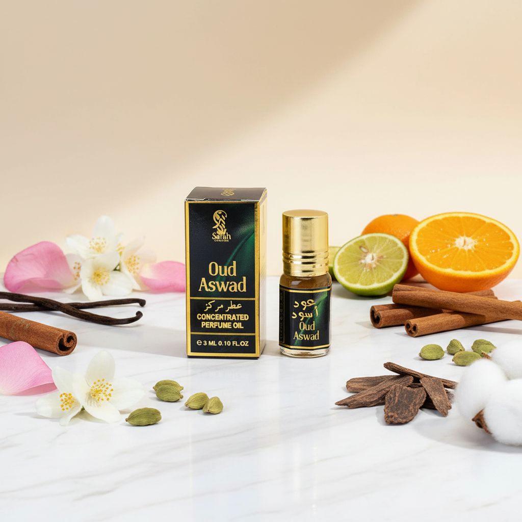 SARAH Oud Aswad Roll-on Concentrated Perfume Oil 3ml - ingredients