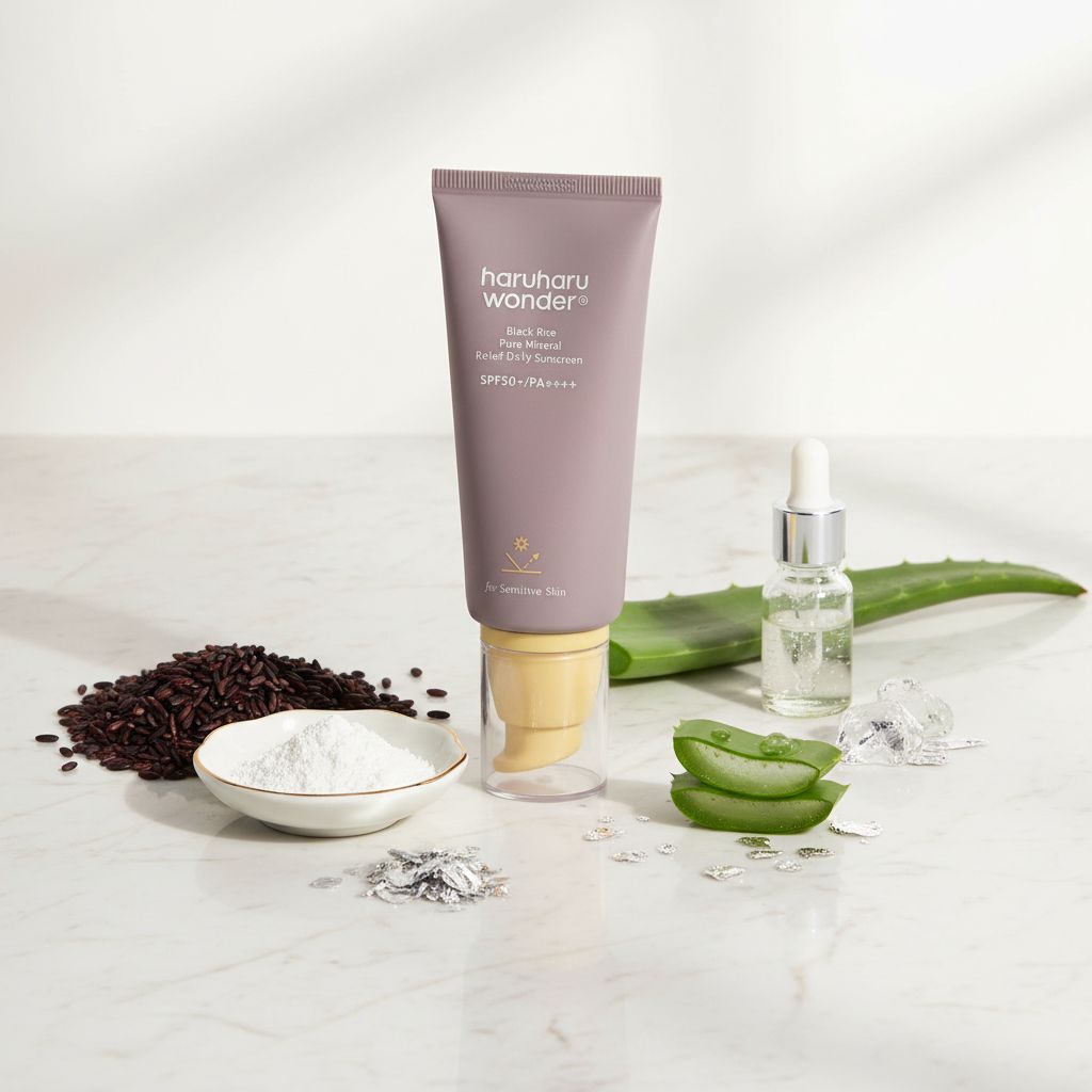 [Haruharu Wonder] Black Rice Pure Mineral Relief Daily Sunscreen 50ml — Protection minérale du riz noir - ingredients