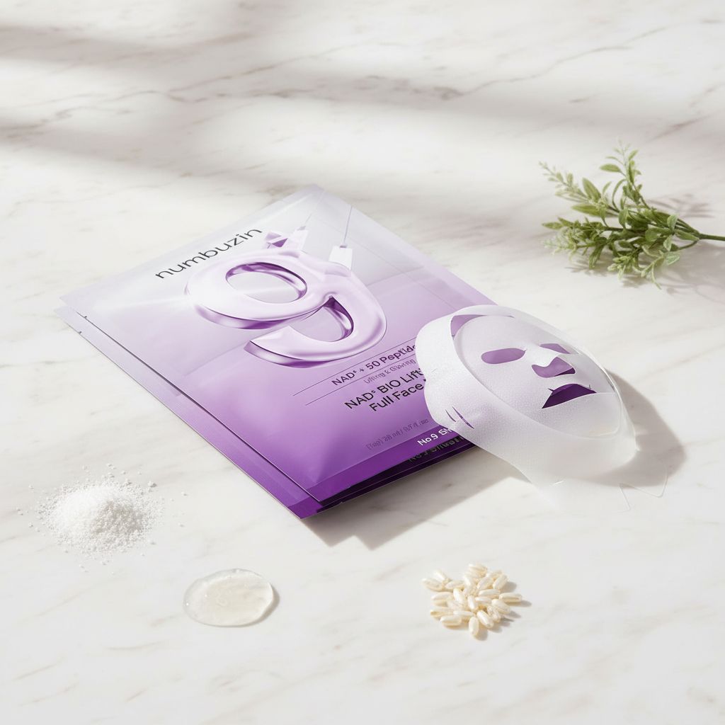 [Numbuzin] (4EA) No.9NAD  Bio Lifting Full Cover Facial Mask (+GWP) — Lifting complet et couverture totale - ingredients
