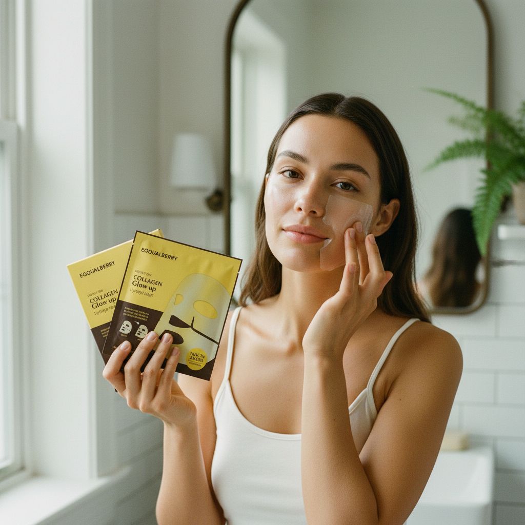 EQQUALBERRY Collagen Glow Up Hydrogel Mask – Masque Hydrogel Éclat au Collagène - lifestyle