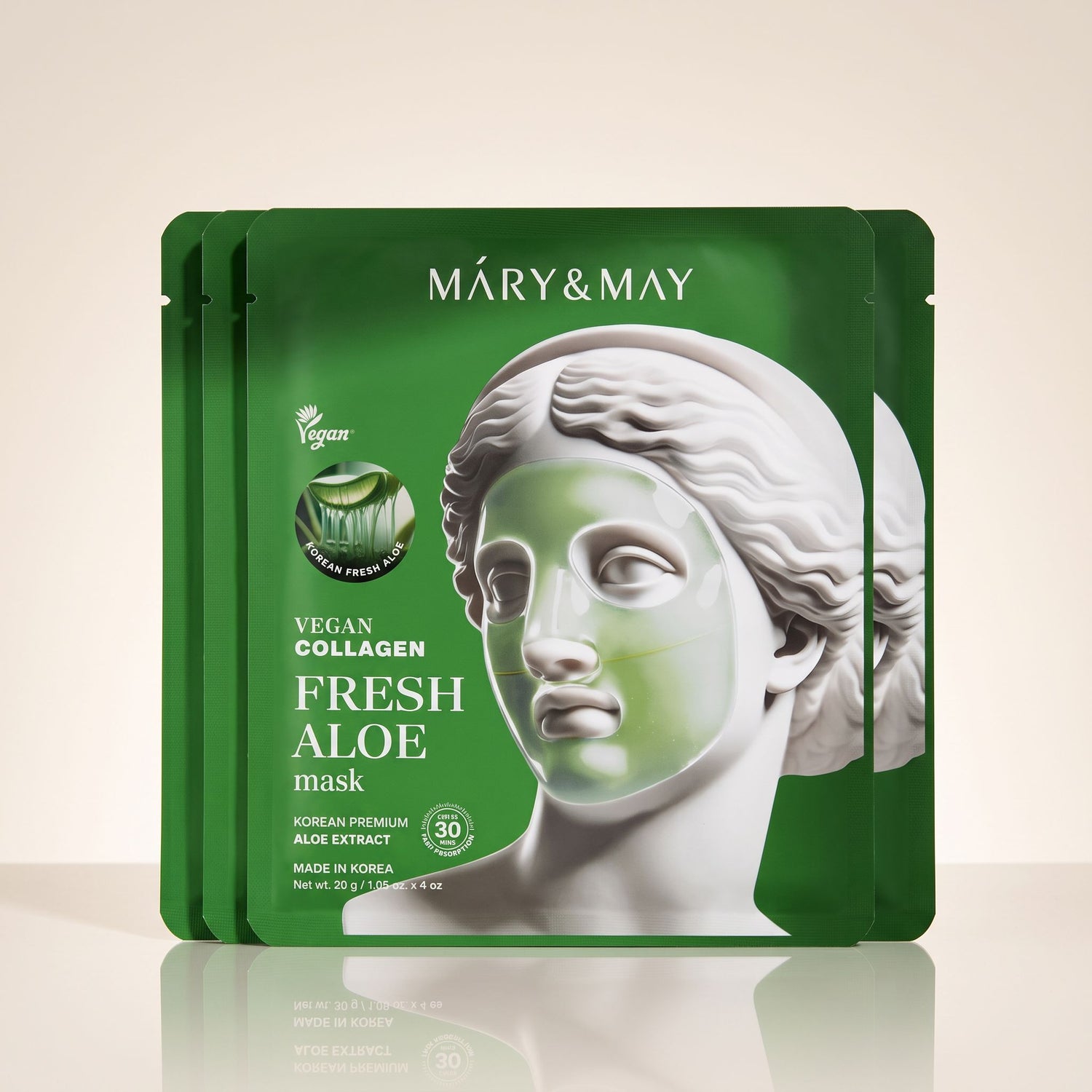 Mary & May - Vegan Collagen Fresh Aloe Mask — Hydratation intense et régénération - hero