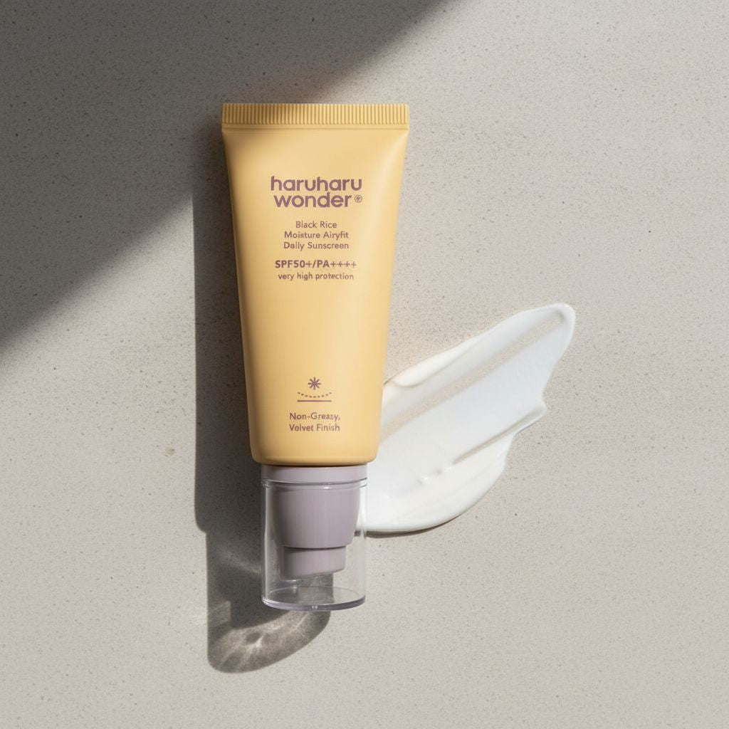 [HARUHARU WONDER] BLACK RICE MOISTURE AIRYFIT SUNSCREEN SPF50+/PA++++ 50ML — Protection solaire ultra-légère quotidienne - texture