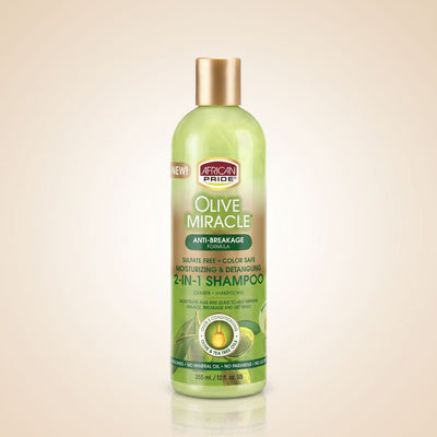 African Pride – Olive Miracle Moisturizing & Detangling 2-in-1 Shampoo – 355ml — Hydratation et démêlage intensif