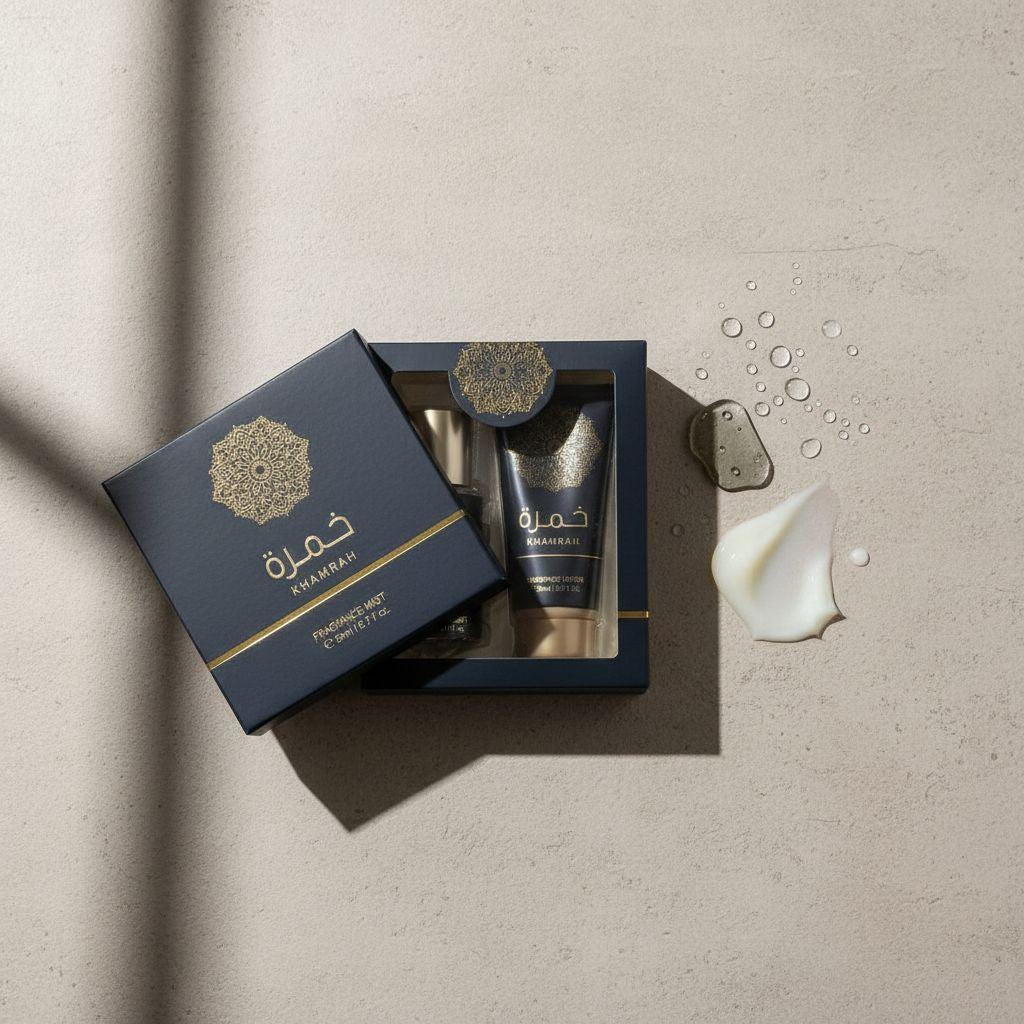 SULTAN EL WAHA Khamrah Coffret Brume 250ml & Lotion Parfumée 236ml - texture