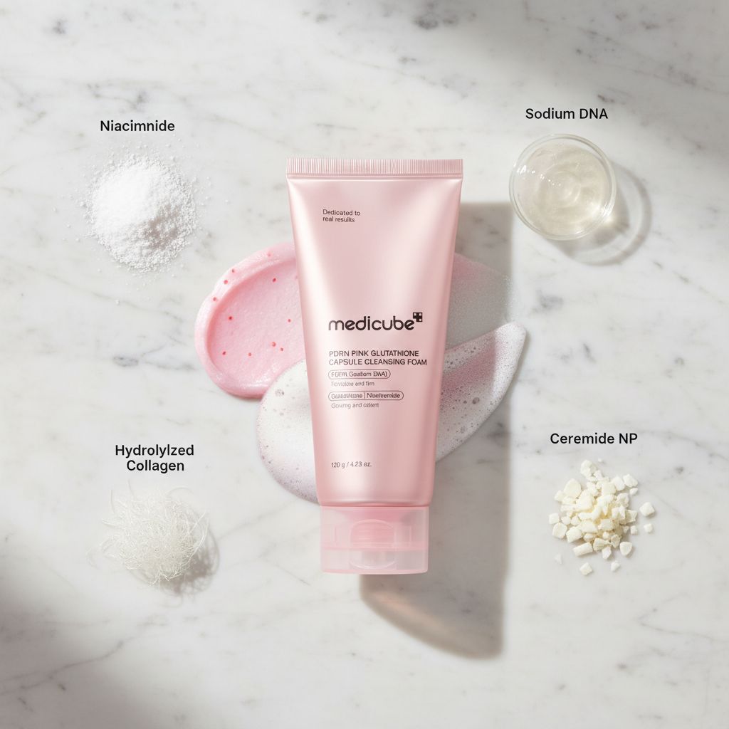 Medicube – PDRN Pink Glutathione Capsule Cleansing Foam – 120g - ingredients