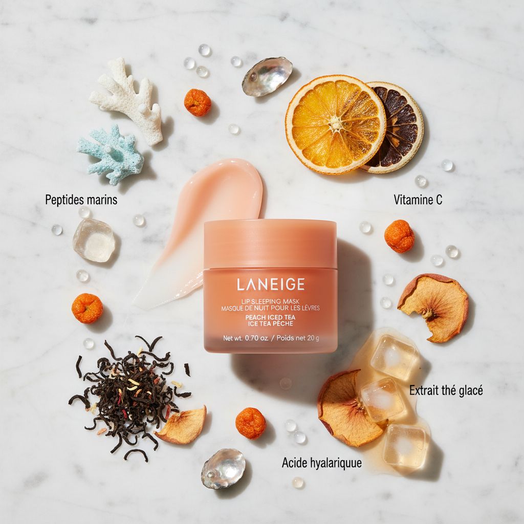 Laneige - Lip Sleeping Mask (Peach Iced Tea) 20g — Masque lèvres nuit réparateur - ingredients