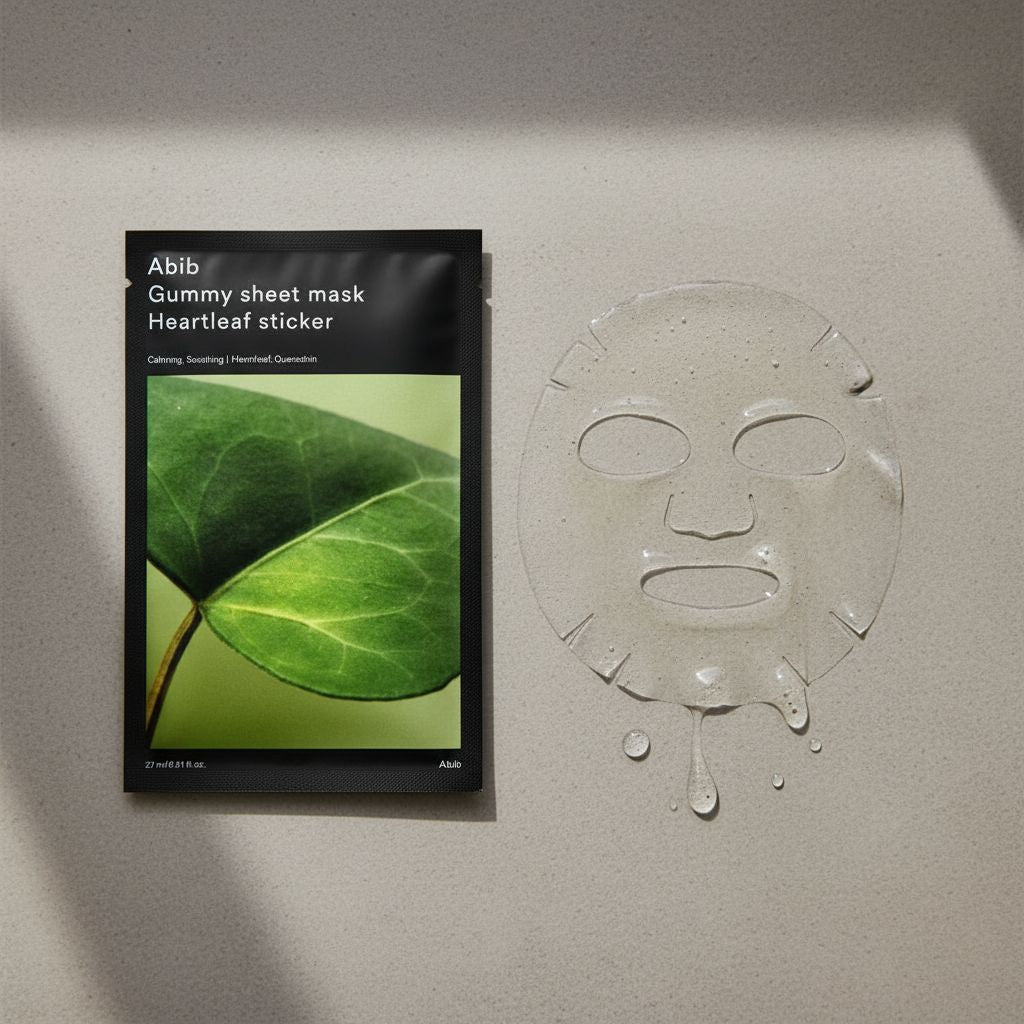 [Abib] [1ea] GUMMY SHEET MASK HEARTLEAF STICKER (2023) — Apaise et hydrate la peau - texture