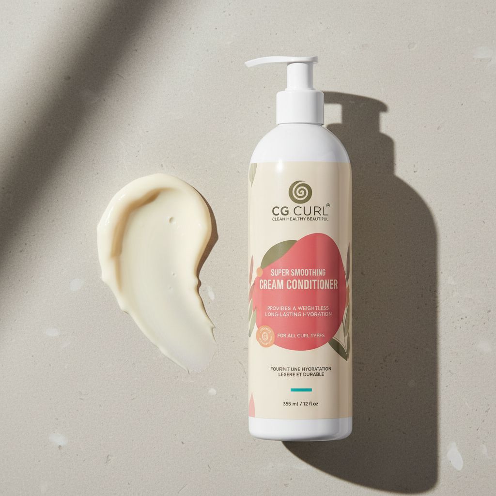 CG CURL – Après-Shampoing Crème Lissante Hydratante 355ml / 12oz (Super Smoothing Cream Conditioner) - texture