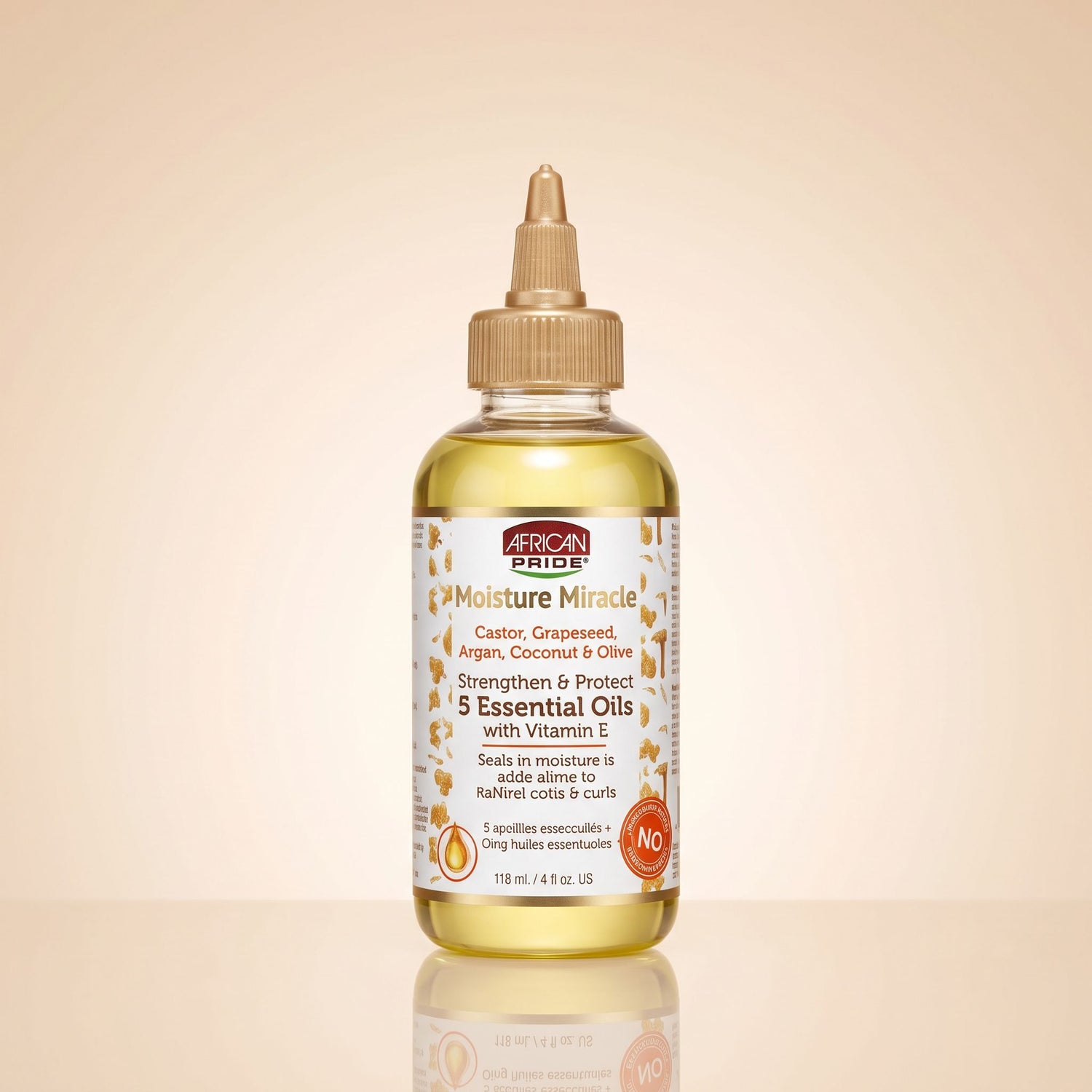 African Pride Moisture Miracle – Huile Capillaire 5 Huiles Essentielles & Vitamine E (118ml) - hero