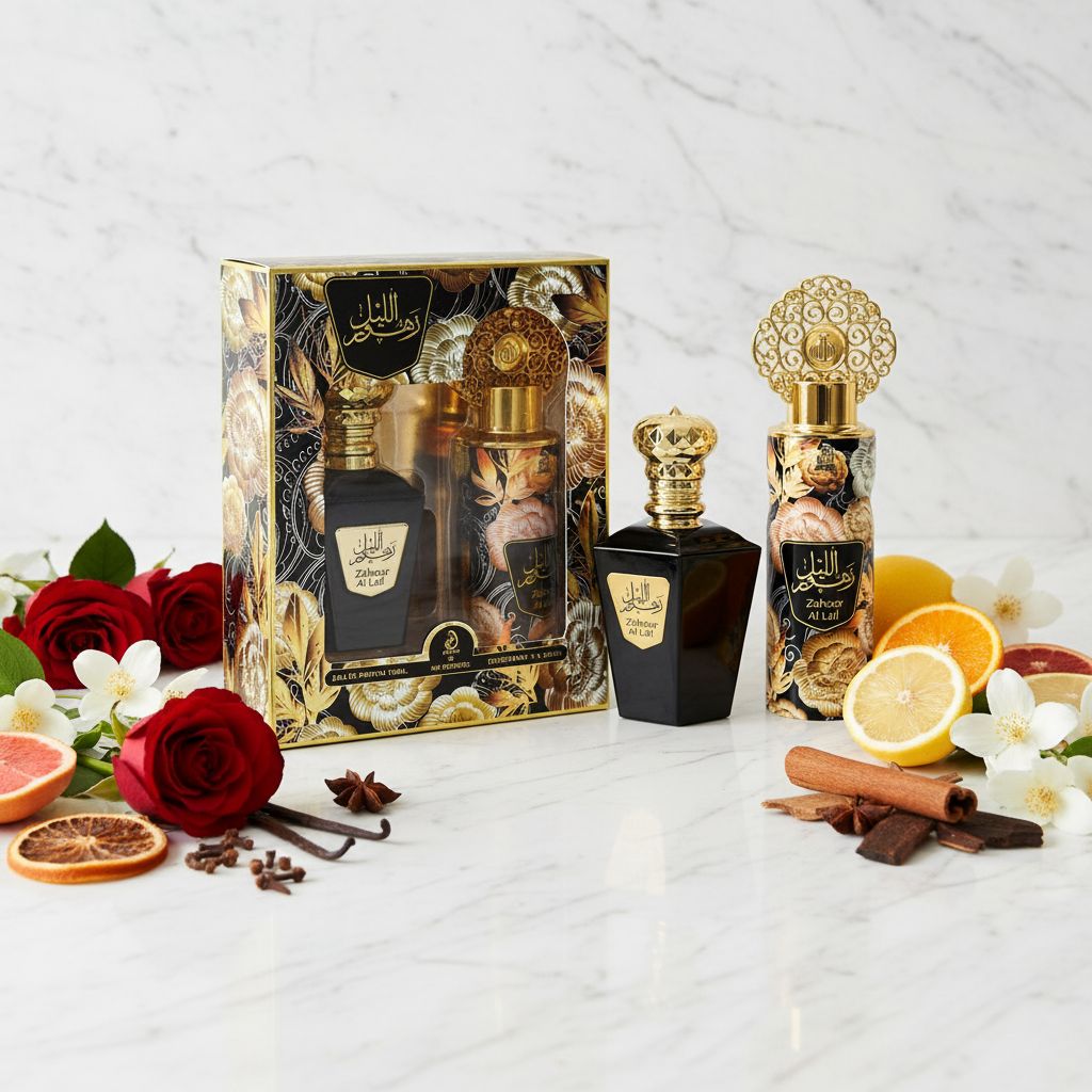 ARABIYAT Zahoor Al Lail Coffret Parfum 100ml & Spray 200ml - ingredients