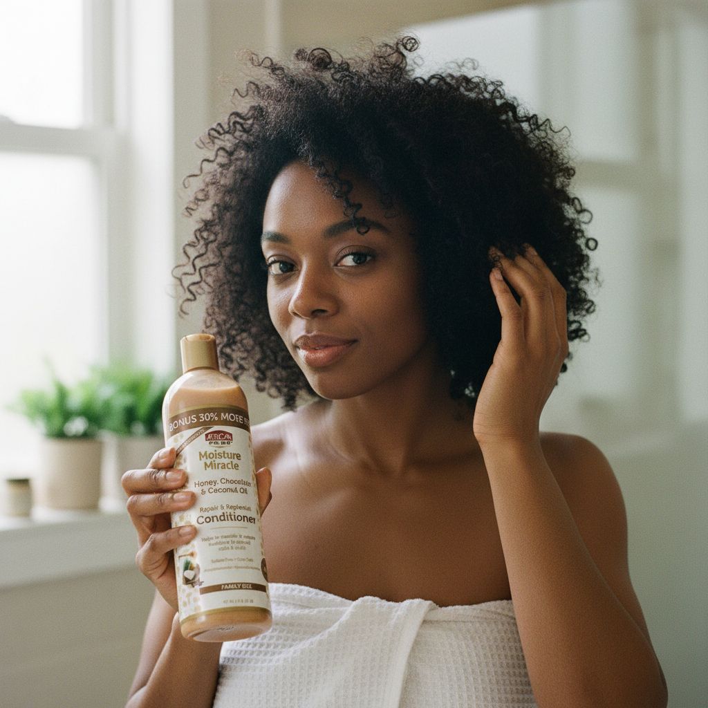 African Pride Moisture Miracle – Après-Shampoing Nutrition Intense Miel, Chocolat & Huile de Coco (Honey, Chocolate & Coconut Oil Conditioner) 354ml - lifestyle