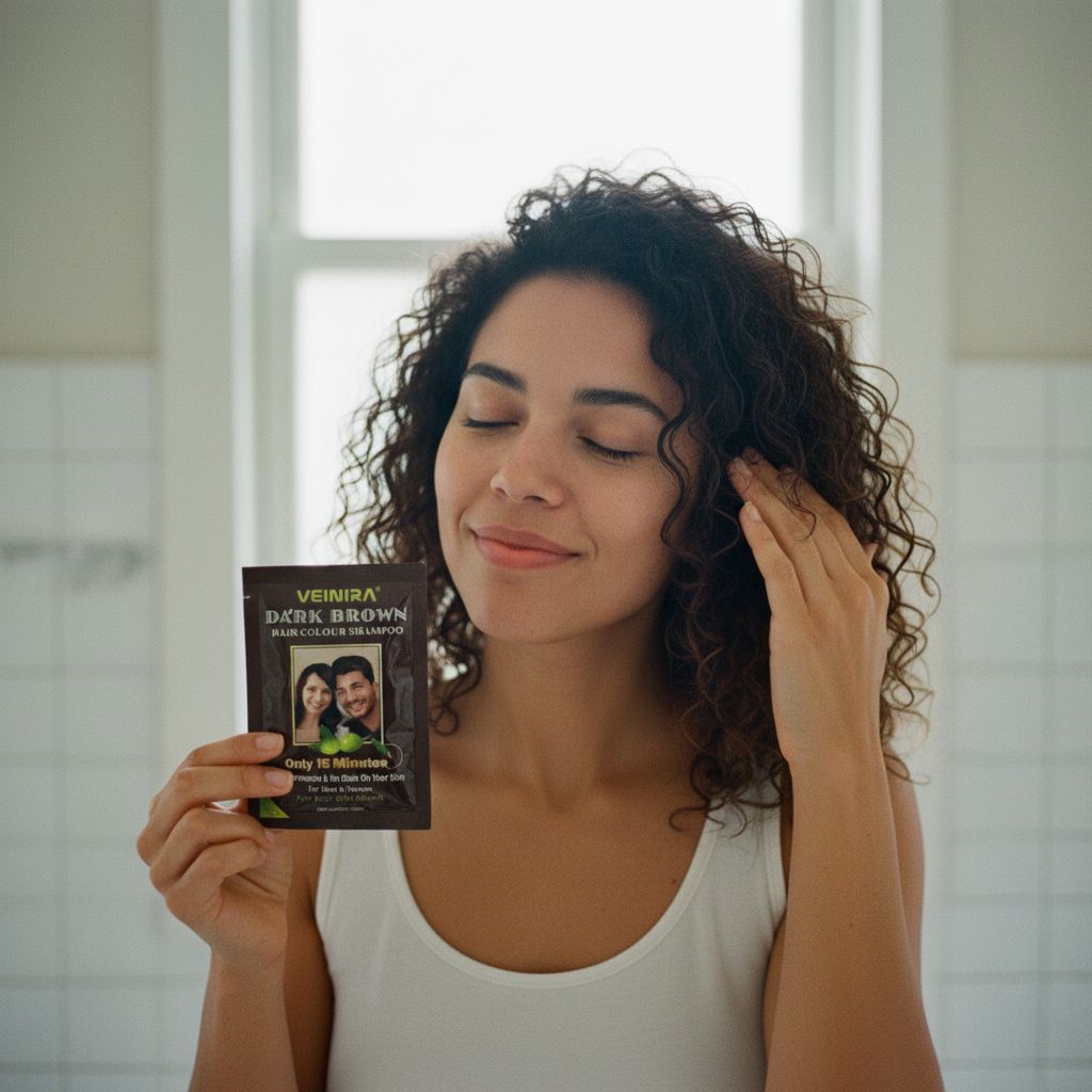 VEINIRA Dark Brown HAIR Shampoo (Sachet) - lifestyle